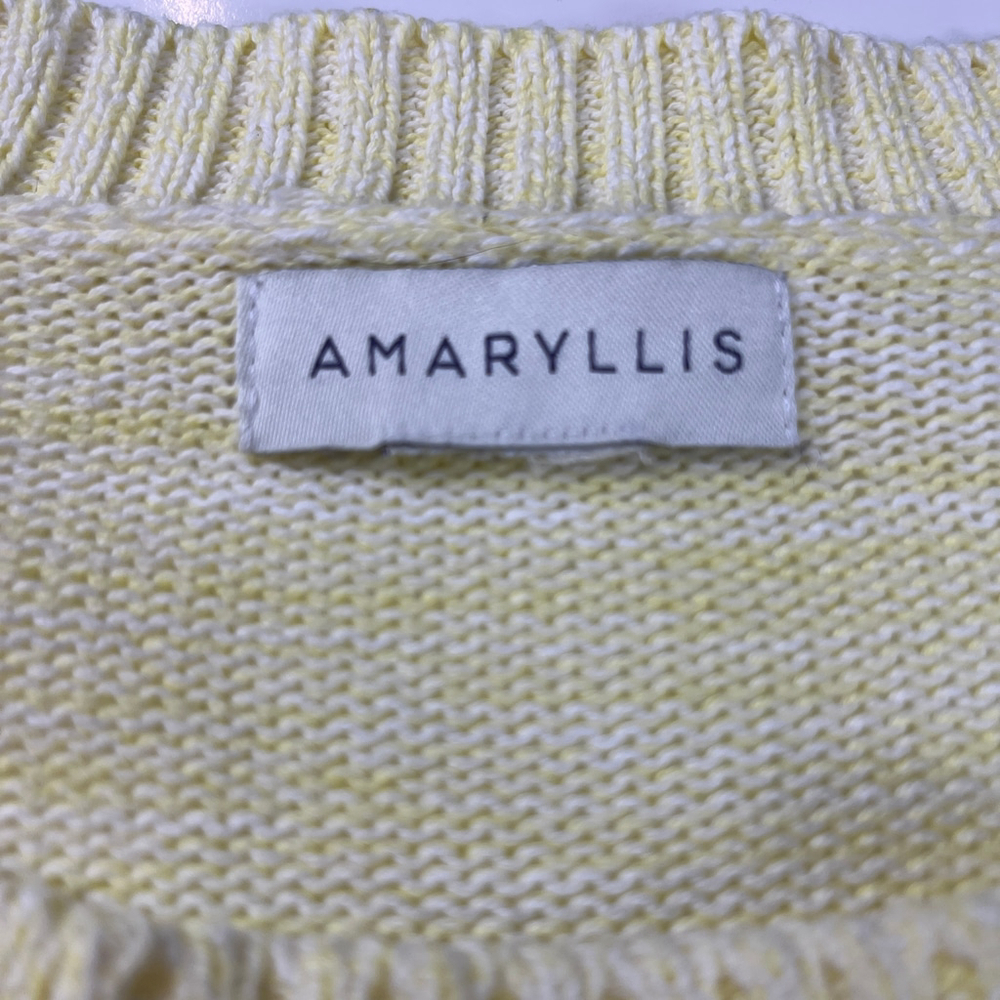 Amaryllis women short sleeve knit top 100% cotton sweater yellow size M - Picture 5 of 8